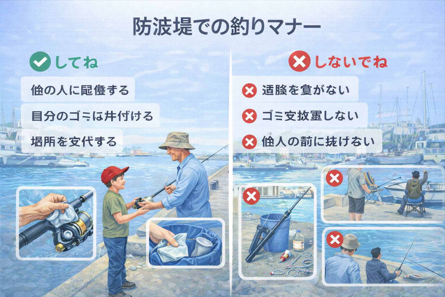 港の釣りマナー