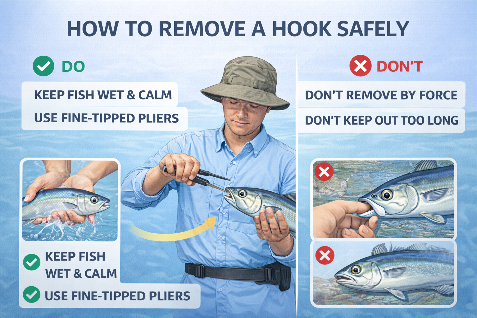 魚からフックを外す方法