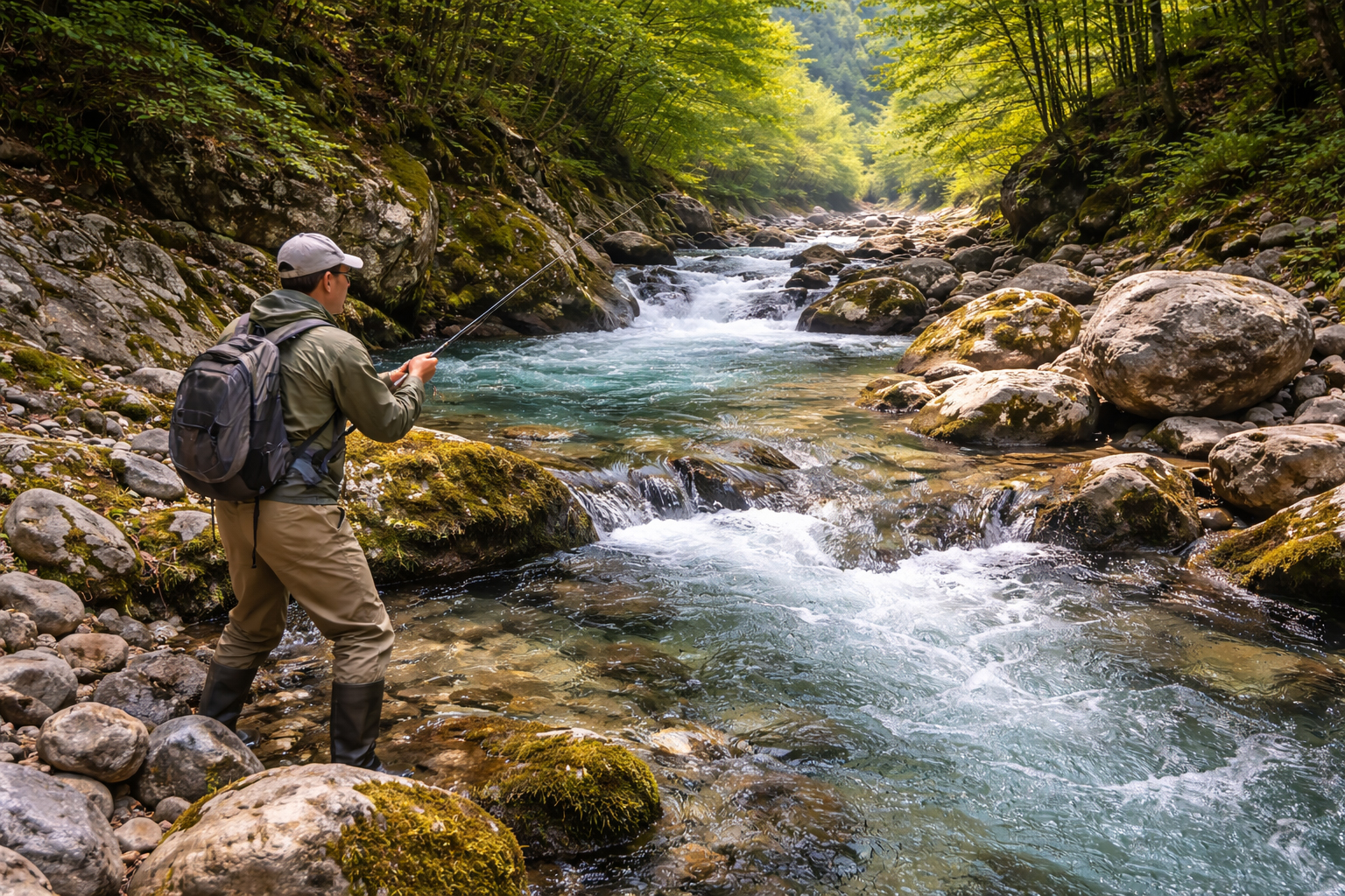山あいの渓流トラウト